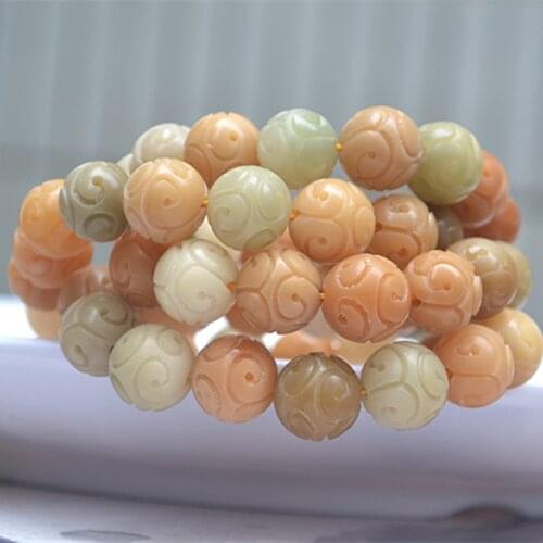 Wholesale Weathered color Natural Bodhi Bracelets Carved Xiangyun Bodhi Buddha Beads Hand String DIY Tibetan Style Necklace