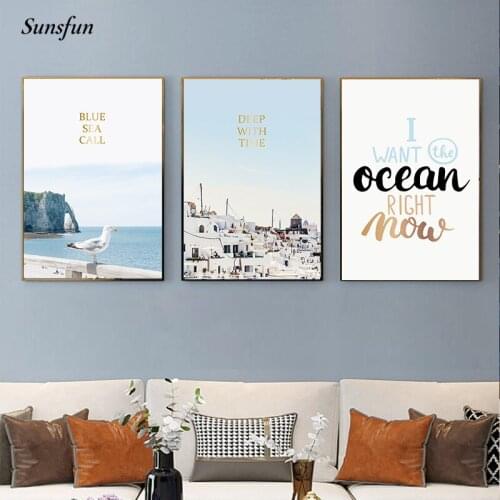 Coastal City Ocean Picture Nature Scandinavian Poster Nordic Life Quotes Print Wall Art Canvas Painting Travel Landscape Famous