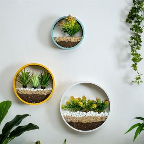 Simple and Creative Round Flower Pot Wall Hanging Living Room Wall Personalized Flower Garden Decoration