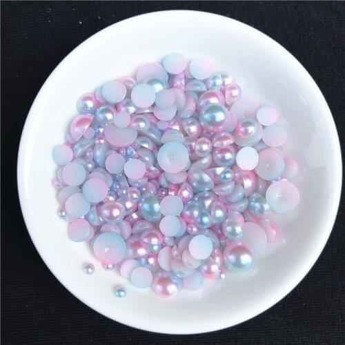 Rainbow color semi-circular pearl 3/4/5/6/8mm imitation ABS flat bottom pearl manicure / DIY mobile phone hairpin accessories