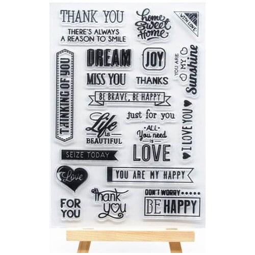 Thank You Sentiment Rubber Clear Stamp for Card Making Decoration and Scrampbooking Happy birthday Clear stamp