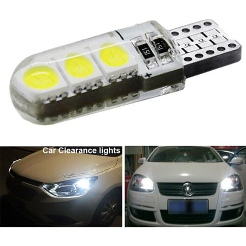 Silicone T10 LED Bulb Car Interior Dome Reading Light 5W5 W5W Wedge Side Led Light Auto Plate License Lamp 12V 7000K White 194