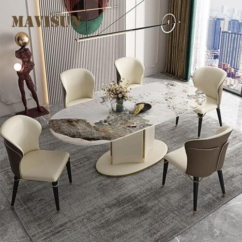 Rock Slab Dining Table Modern Minimalist And Luxury Rectangular Table And Chair Combination For Small Apartment Indoor Furniture
