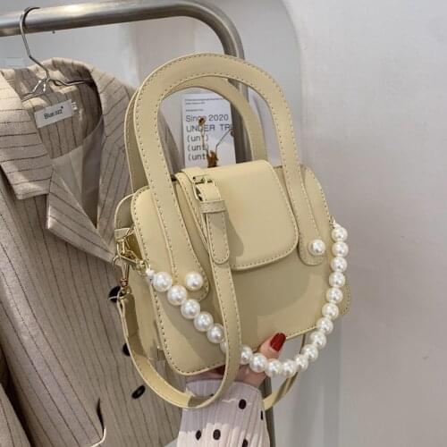 New style Messenger Bag Fashion Pu womens single shoulder bag pearl portable small square bag