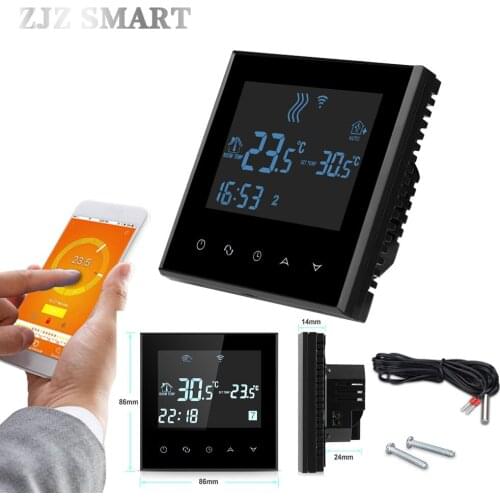 WiFi Touch Screen Thermostat Temperature Controller for Water/Electric floor Heating Water/Gas Boiler Works smart home