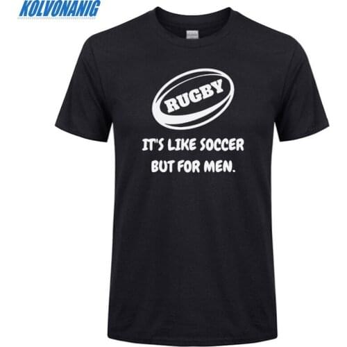 Summer 2019 Funny Rugbing Printed T Shirt For Men Brand Clothes 100% Cotton Short Sleeves O-Neck Rugby Male Tee Shirts Top