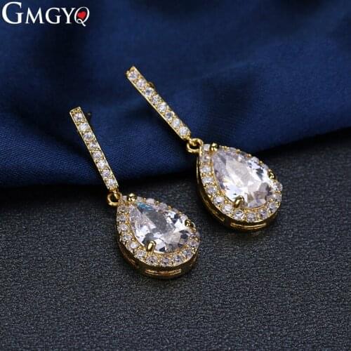 GMGYQ Elegant Delicate Long Water Droplets Cubic Zirconia Earrings Gifts For Women Geometric Fashion Jewelry Womens Accessories