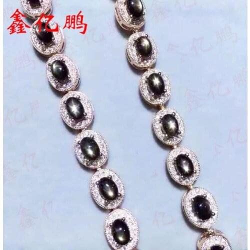 925 sterling silver with natural starlight sapphire bracelet female star line