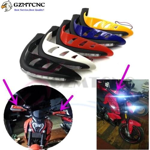 1Pair Motorcycle 22MM Handlebar Hand Protector with LED Light Handguard Hand Guard for Kawasaki Ducati Yamaha Suzuki Honda