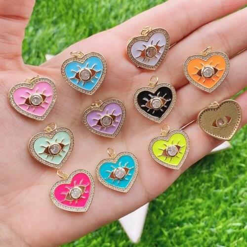 10 Pieces Enamel Heart shape pendant Necklace Fashion Tiny Pendant Jewelry Pendant Accessories Necklace 51696