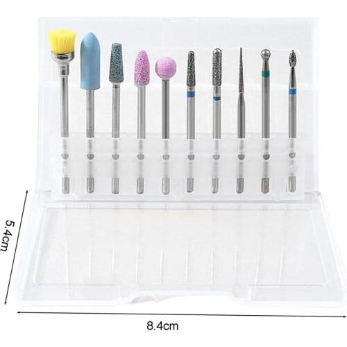 10Pcs/Set Nail Drill Bits Various Styles High Strength Alloy Tungsten Manicure Grinding Heads Kit for Home
