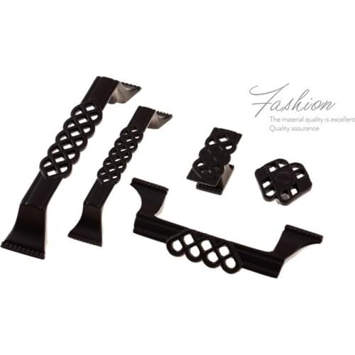 10pcs Black Zinc Alloy Cabinets Modern Pierced Handles Drawers