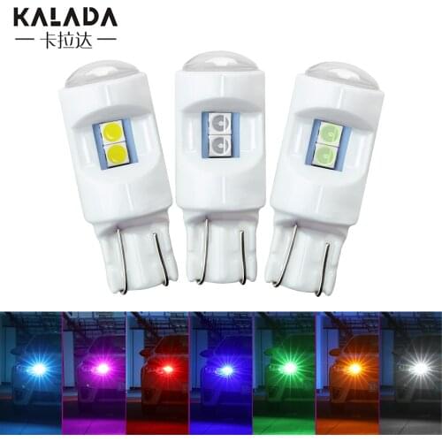 10pcs High Bright Car LED Lights T10 194 For Auto Interior Dome Lamps 3030*6SMD Ceramic Shell Clearance Bulb White W5W 12V Diode