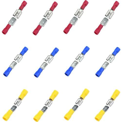 100pcs FDD 1.25-250 MDD1.25-250 6.3mm Red Female + Male Spade Insulated Electrical Crimp Terminal Connectors Wiring Cable Plug