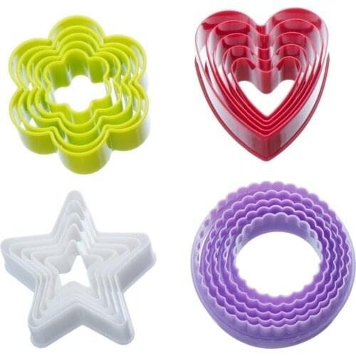 20pcs Various 3D heart star circle plum Shape Cookie Fondant Cake Sugarcraft Chocolate Decorating Plunger Cutter cooking tool