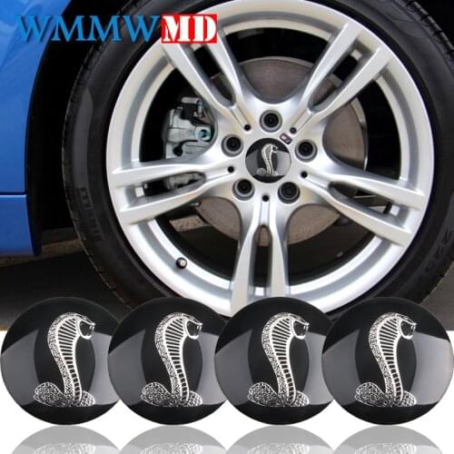 4pc Cobra Car Steering tire Wheel Center car sticker Hub Cap Emblem Badge Decals Symbol For Ford Mustang Jaguar Hubcap Audi BMW