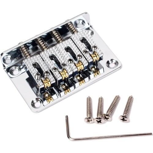4-String Top Load Roller Saddle Bridge with Mounting Screws Wrench for Cigar Box Guitar/Ukulele