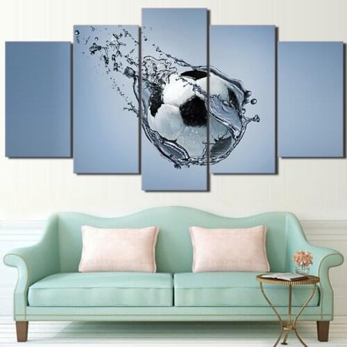 5 Piece HD Prints Canvas Oil Painting Soccer under Water Modern Art Football Poster Sport Decoration Room Dropshipping