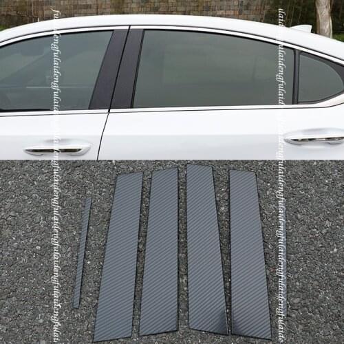 6pcs For Lexus ES350 ES300H 2018-2020 Carbon fiber Black Car window B,C Pillar Mirror Plate Molding Car Accessories