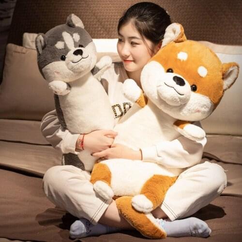 65-105cm Cartoon Husky Dog Plush Toy Soft Stuffed Animals Shiba Inu Doll Nap Pillow Cushion Christmas Gift Bedroom Floor Mats