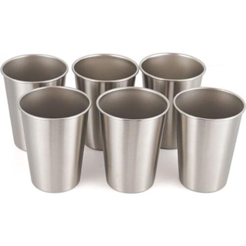 A5KC 4Pcs Outdoor Camping Stainless Steel Cup with Mesh Carry Bag Set Travel Tableware Picnic Water Coffee Beer Tumbler Mug