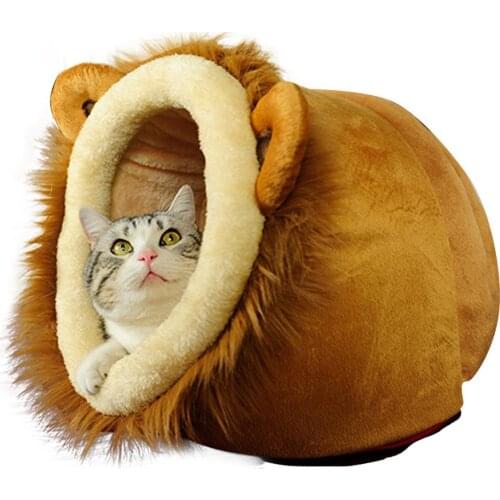 Automn Winter Hand Wash Soft Warm Breathable Lion Leopard Deer 3 Color Small Medium Pet Cat Dogs Beds House Sleeping Pet Nest