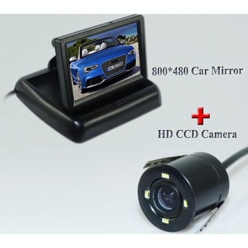 Automatic 4.3" high resolution foldable car monitor +4 LED shock proof and waterproof car backup camera for all cars parking