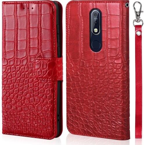 For Nokia X7 Case Crocodile skin Leather Flip Case For Coque 7.1 Plus Case Nokia 8.1 Funda Magnetic Cover