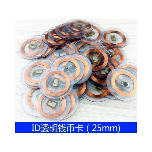 125KHz ID TK4100 read only transparent tags RFID smart passive cards diameter 25mm