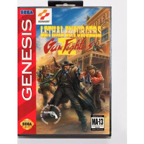 New Arrival Lethal Enforcers 2 Gunfighters Game Cartridge 16 bit MD Game Card With Retail Box For Sega Mega Drive For Genesis