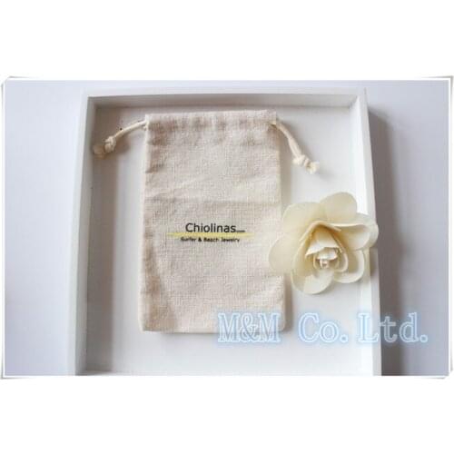 Customized Logo cotton gift Bags wedding Gift bags two color logo Jewelry gift pouch Free Shipping