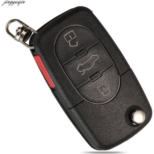 Jingyuqin 10pcs Remote Car Key Case Shell For Volkswagen Vw Jetta Golf Passat Beetle Skoda Seat Polo B5 4 Button Folding Fob