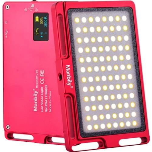 Manbily MFL-03 3500-5700K Mini LED Video Camera Light Dimmable 96 LED Photographic for Camera IPhone XR XS Max 8 7 6 Plus