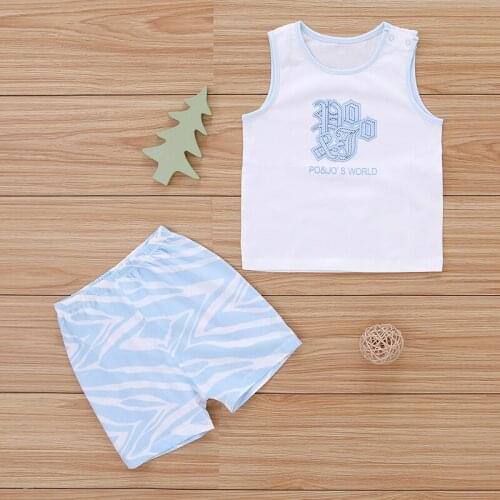 Summer Infant Babys cotton Sets 1-4Years Infant Baby Boys Clothes Set lettersleeveless vest Tops+Shorts boy sport 2pcs