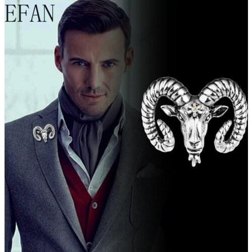 Fashion Retro Zinc Alloy Goat Head Brooch Male Suit Coat Badge Sheep Brooch Animal Lapel Pin Shirt Accessories For Men