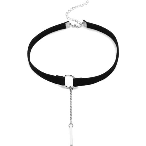 Fashion Gothic Choker Necklace Punk Style Alloy Pendant Snap Fastener Velvet Rope Choker Collar Women Accessories