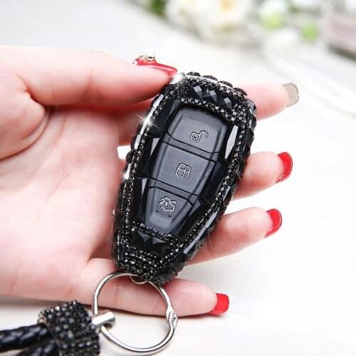 Fashion Female Luxury Diamond Bling Car Key Case Cover/ Key Shell Holder Key Pack Cover Accessories For Ford Kuga / Eco sport