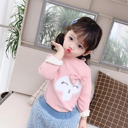 Cartoon T Shirt for Girl Winter Thicken Long Sleeve Warm Children T-shirt Pullover Cute Kids Autumn Clothes 2 3 4 5 6 7 Years
