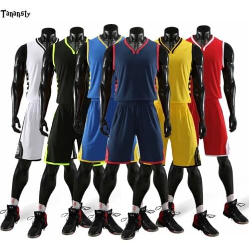 Double-sided Basketball Jersey Set Reversed Basketball uniform Men Printed Sports Suit Both Sides Training Shirt Shorts Custom
