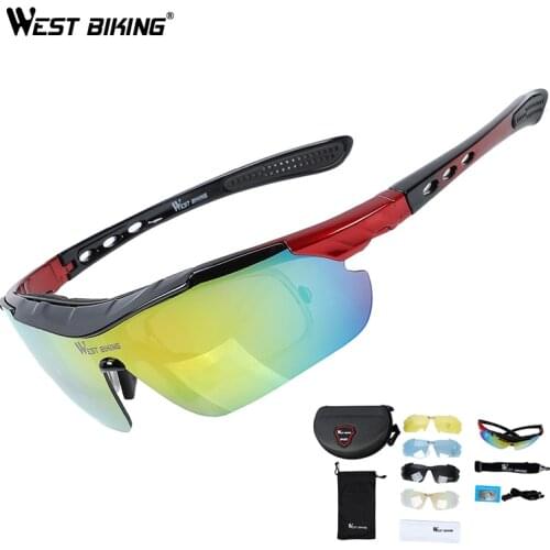 WEST BIKING Bicycle Sunglasses Polarized Glasses Outdoor Sport Motorcycle UV400 Bike Goggles 5 Lens Women Men Cycling Eyewear