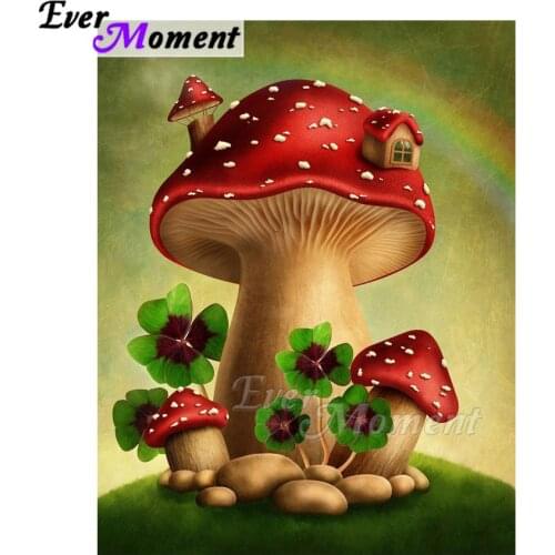 Ever Moment Diamond Painting Mushroom House Flower Picture Rhinestone 5D DIY Decoration Diamond Embroidery Full Square ASF1919