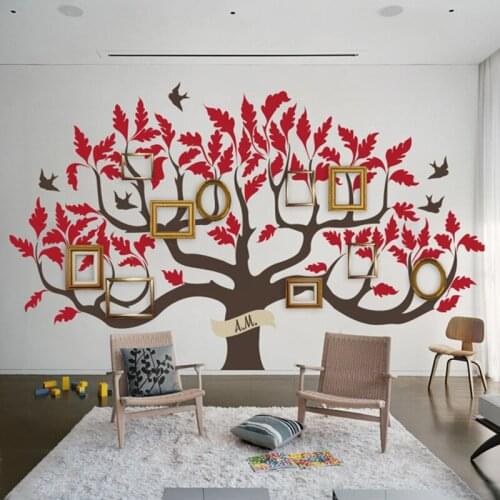 Family Tree Wall Decal Home Decor Wall Decals For Bedroom Living Room Vinyl Stickers DIY Self-sticking Birds Custom Name LC1432