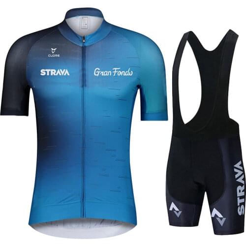2021 New STRAVA Pro Bicycle set Team Short Sleeve Maillot Ciclismo Mens Cycling Jersey Summer breathable Cycling Clothing Sets
