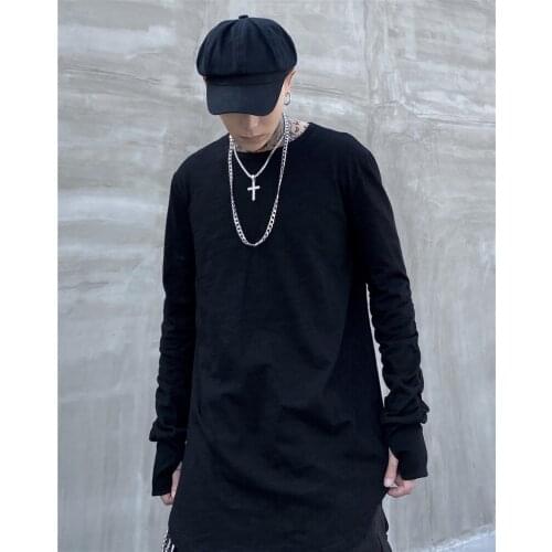 Spring new products loose long-sleeved T-shirt male Korean version ins round neck all-match bottoming shirt tops compassionate h