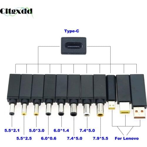 Laptop Power Adapter Connector DC Plug USB Type C Female to Universal Male Converter for Lenovo Hp Asus Dell Notebook Charger