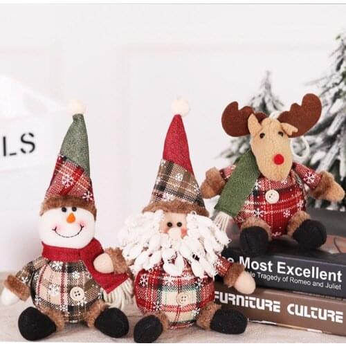 Christmas tree ornament cartoon doll snowflake plaid cloth doll children holiday gift