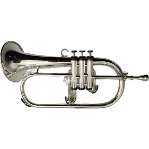 Lowest Price Flugelhorn Bb Tune Sliver Plated Black Valve Brass Instrument With Case Free Shipping