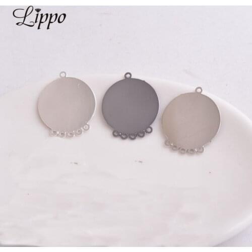 30pcs 20mm 5 Hole Cabochon Base Earrings Connectors Earring Silver-plate And Gun Black Cabochons Connector Pendant