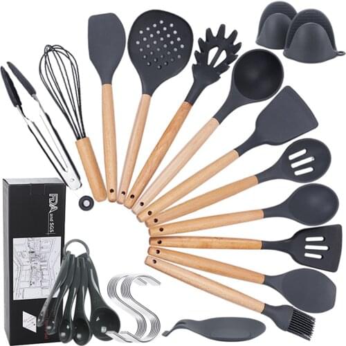 Silicone Kitchenware Non-stick Cookware Cooking Tool Spoon Spatula Ladle Egg Beaters Shovel Soup Kitchen Utensils Set