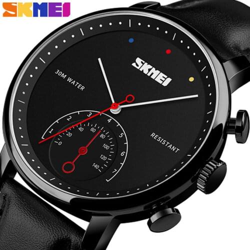 SKMEI Quartz Men Watch Luxury Leather Strap Watches Alloy Case 30M Waterproof Wristwatch Fashion Simple Watch Relogio Masculino